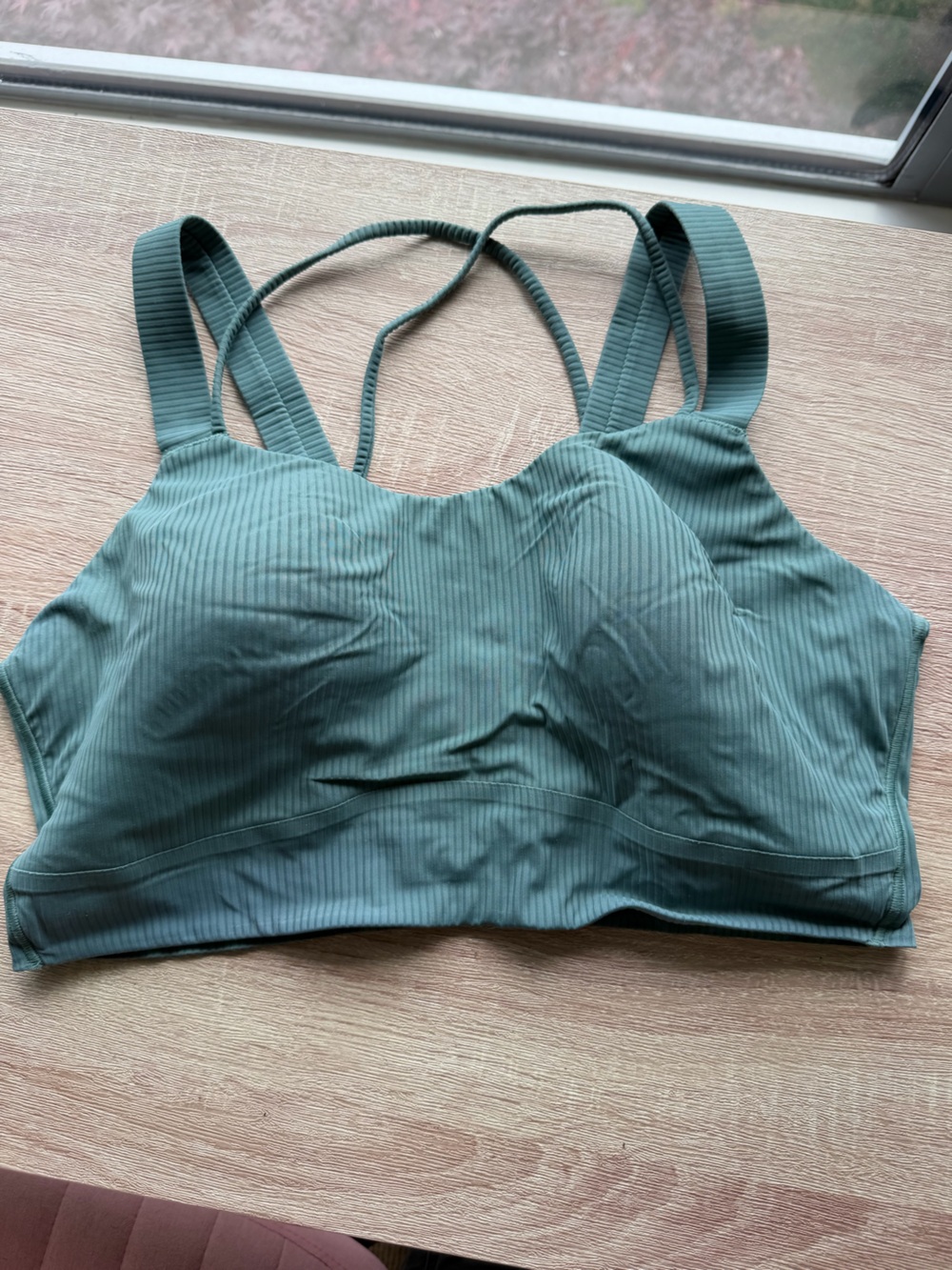 Lululemon green Ribbed Longline Sports Bra